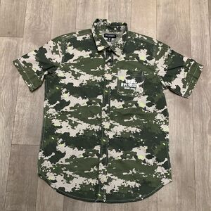 Boys True Religion Camo Button‎ Down Shortsleeve Shirt